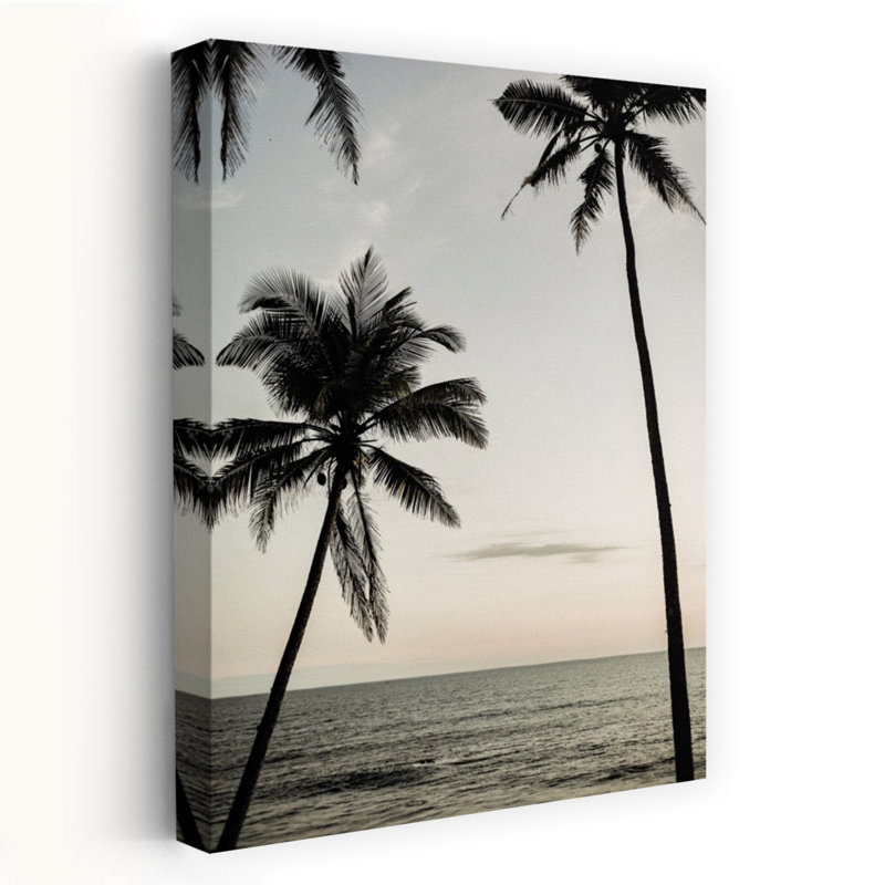 Contemporary Art Abstract Palm Tree Coastal Landscape Art, 24" H x 16" W