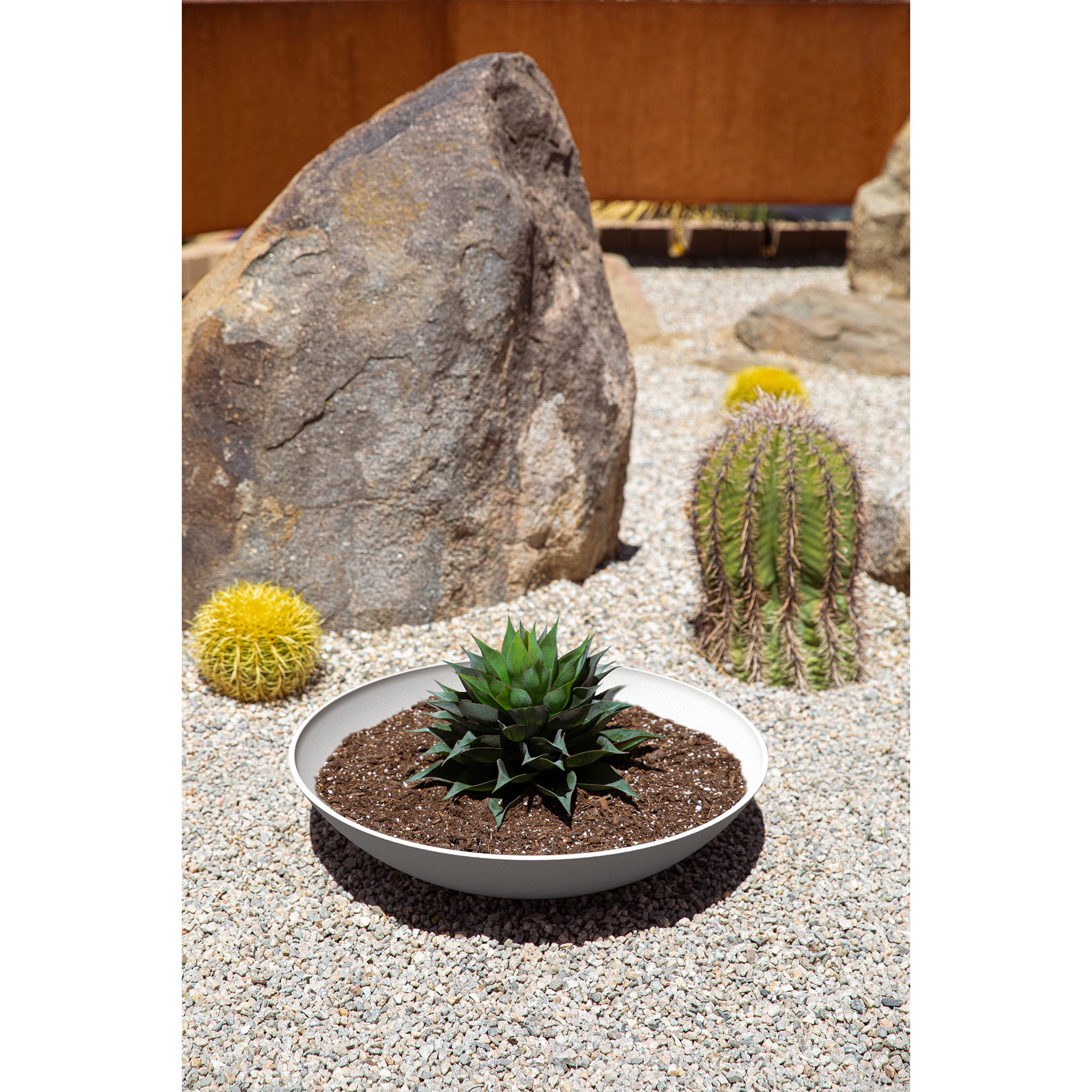 Pure Series Lane Bowl Planter, White, Set of 1, 6" H x 24" W x 24" D
