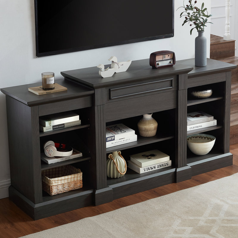 Console multimédia avec grande armoire de rangement, meuble télé multimédia moderne