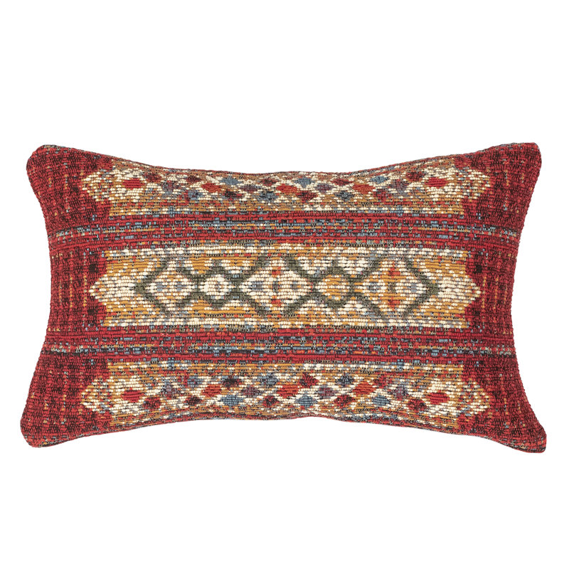 Geometric Outdoor Throw Pillow, Red, 12"H x 18"W