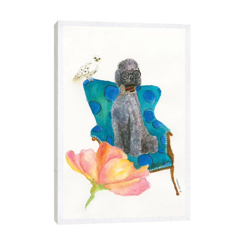 Love Potion Poodle by Connie Collum - Painting on Canvas, White Framed, 66.04cm H x 45.72cm W x 3.81cm D