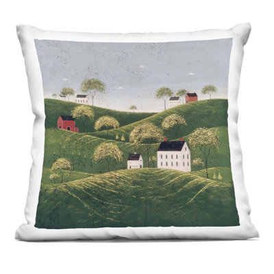 Rolling Hills in Countryside Village Decorative Printed Throw Pillow design by Warren Kimble