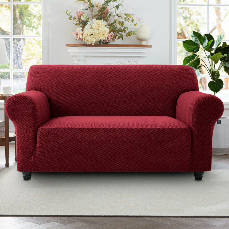 Luxury Stretchable Spandex Sofa Cover/Protector, 2 Seater, Burgundy