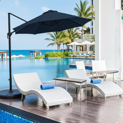 Parasol rond en porte-à-faux 11 pi avec rotation à 360 ° et inclinaison pour le patio