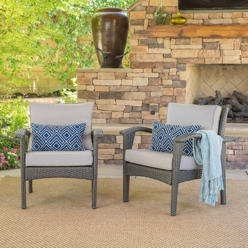 Chaise de patio avec coussins Akaalbir, Gris