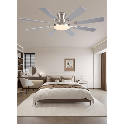 60Inch Ceiling Fan with Lights, Large Low Profile Flush Mount,Brown