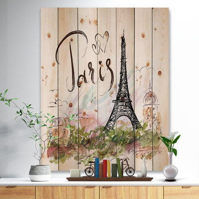" Eiffel Tower With Paris Scribbling "