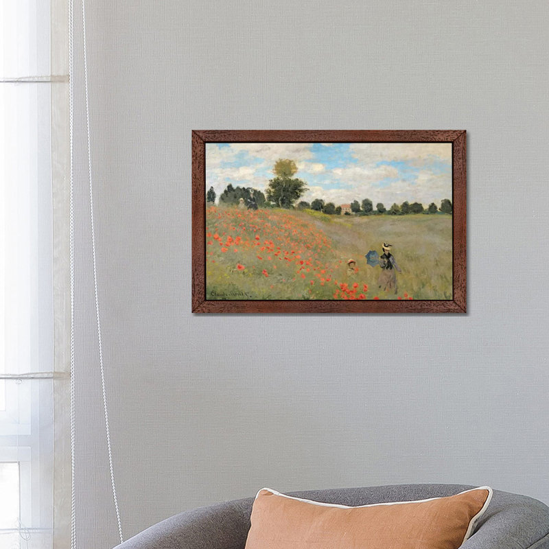 Claude Monet - Print on Canvas, 101.6 cm H x 66.04 cm W, Brown Floater Framed