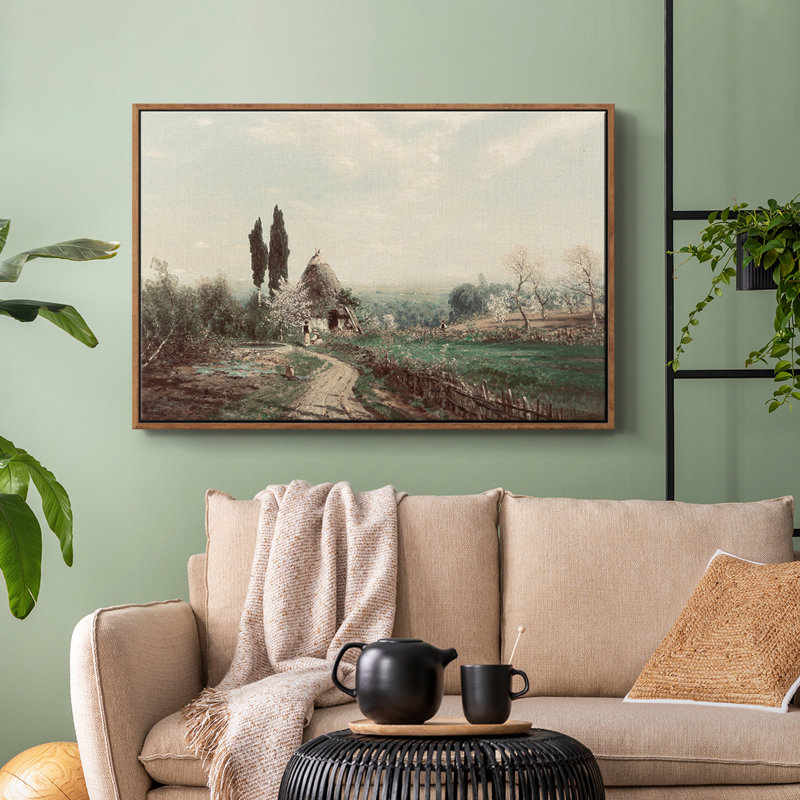 Paysage rétro - CD, Toile encadrée noyer flottant, H 27 po x l 41 po x P 2 po