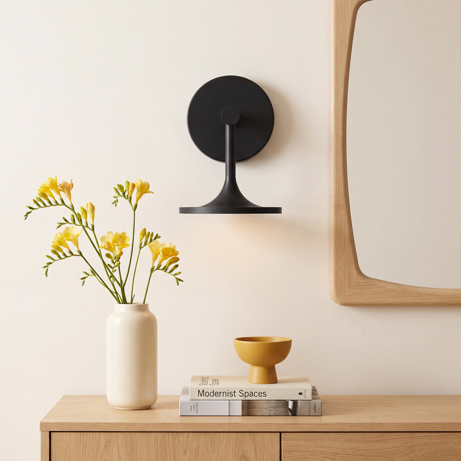 Daveney Single Light Dimmable LED Armed Sconce, Matte Black
