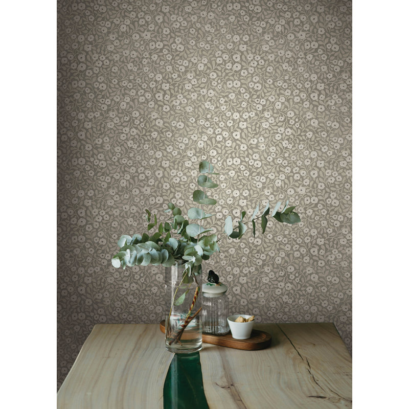 Papier peint floral Poppy Trail, Gris