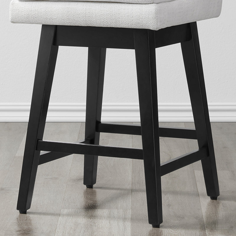 Tabouret de comptoir pivotant 26 po Aleksy, Mélange de polyester blanc