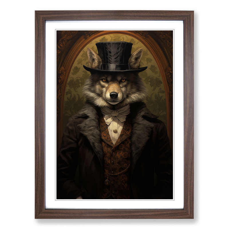 Wolf Victorian - Single Picture Frame Print on Wood, Walnut, 64cm H x 46cm W x 2cm D