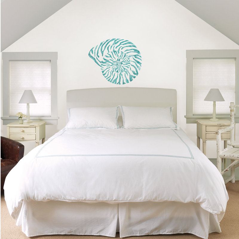 Teal and White Nautilus Shell Vinyl Wall Decal