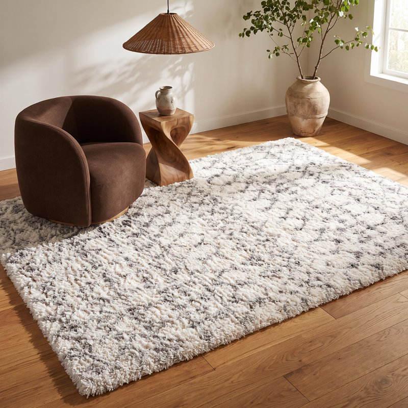 Tapis abstrait moderne de la collection rétro Raschad (5 pi x 8 pi) - 5 pi 3 po x 7 pi 6 po, ivoire