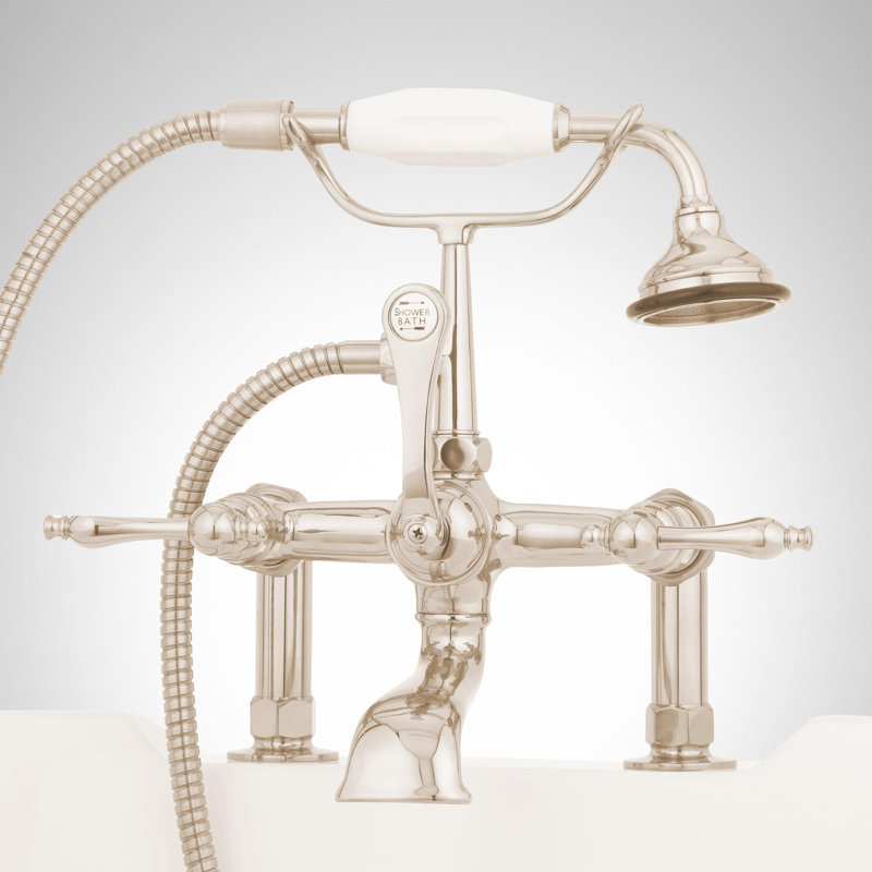 Telephone Style Deck Mounted Roman Tub Faucet with Lever Handles, Polished Nickel
