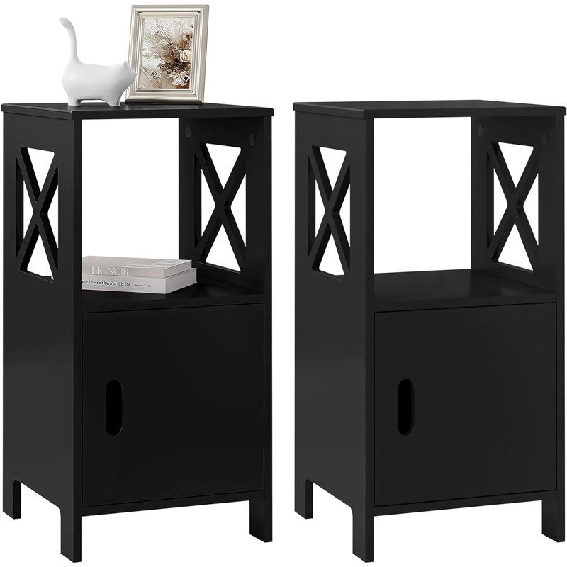 Evelin 30cm W Bedside Table, Black