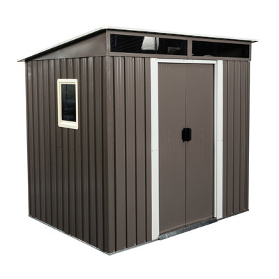 6Ft X 5Ft Outdoor Metal Shed - White, Galvanized Iron Frame With Foundation, Steel Panels, Sliding Doors Lock, Transparent Panel For Increased Brightness, Easy Assembly Directions White Robust
