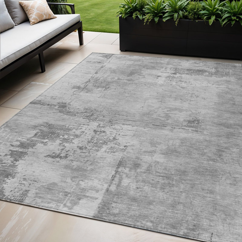 Tapis intérieur lavable abstrait gris et argent 5 pi x 8 pi HomeRoots