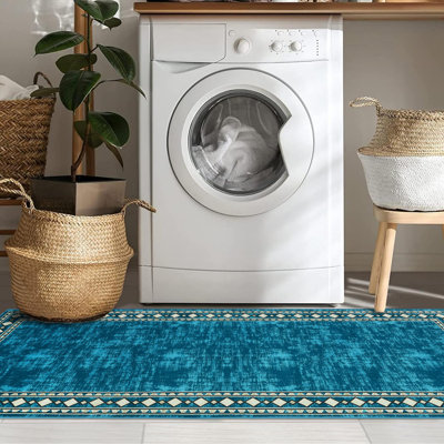 Washable Modern Carpet Chic Bordered Area Rugs for Dining Room