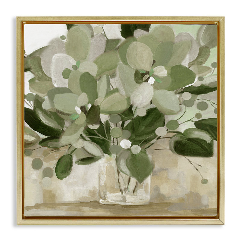 Art mural sur toile Bouquet encadré, design par Carol Robinson, 25" H x 25" W, Cadre flottant métallique doré