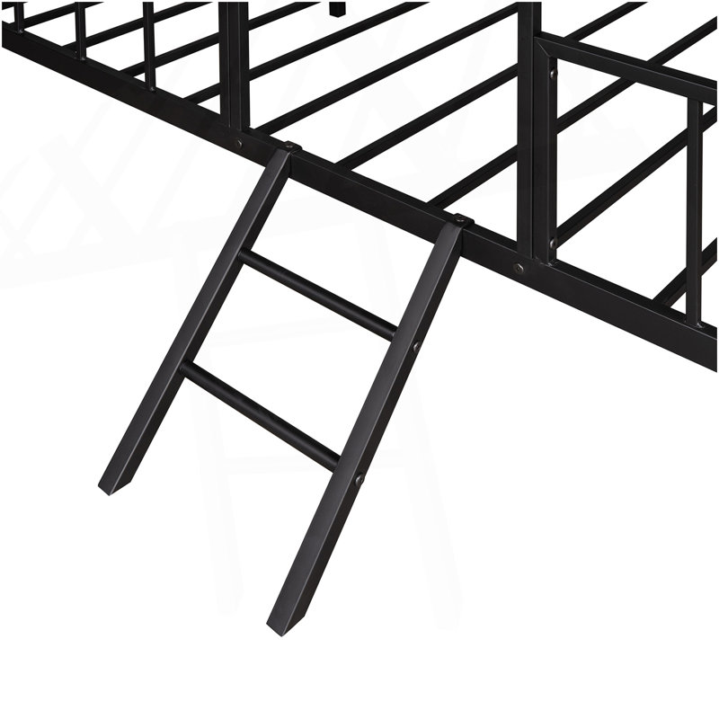 Structure de lit simple en métal avec support à lattes sans sommier noir, Noir