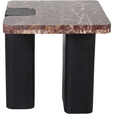 Ravenna Genuine Marble Top And Wood Base End Side Table