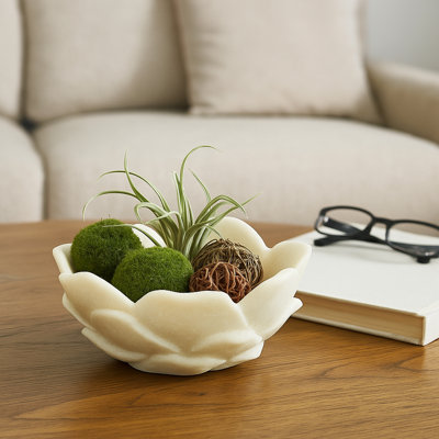 Bol décoratif décoratif inspiré des fleurs de lotus pour décoration intérieure - Bol décoratif moderne pour chambre, table d'appoint ou entrée - 6 po