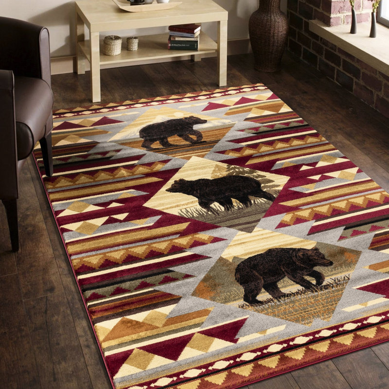 2ft X 3ft Lodge Rug, Red Polypropylene, Stain And Tarnish Area Carpet, 3ft, Noise Reducing