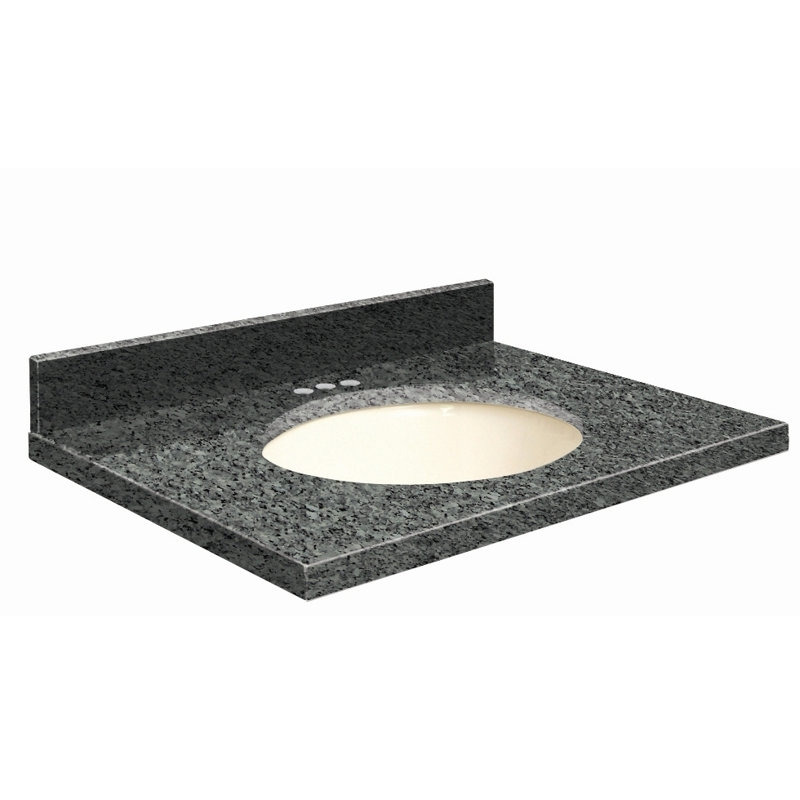 Dessus de salle de bain simple 49 po meuble-lavabo, Biscuit, Central de 4 po, Noir absolu