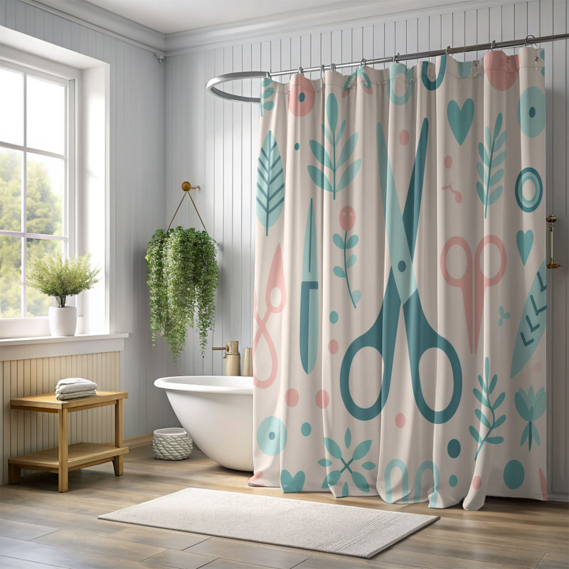 Soft School Days - 1 Piece Standard Shower Curtain, 74"H x 71"W