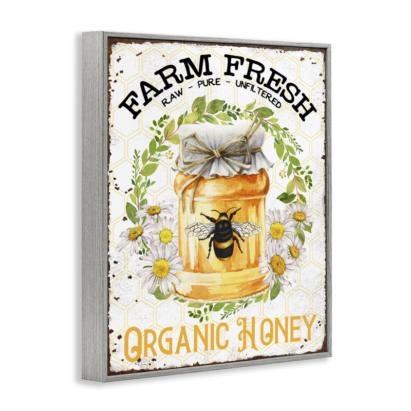 «Farm Fresh Organic Honey», estampe numérique par Creatif Belle, H 30 po x l 24 po, Estampe numérique Farmhouse