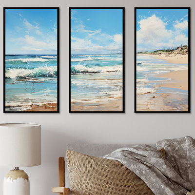 «Abstract Soft Tone Beach Horizons», ensemble d'art sur toile de plage