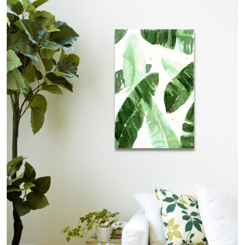 Feuilles tropicales-impression sur toile tendue, H 45 po x l 30 po x P 1,5 po