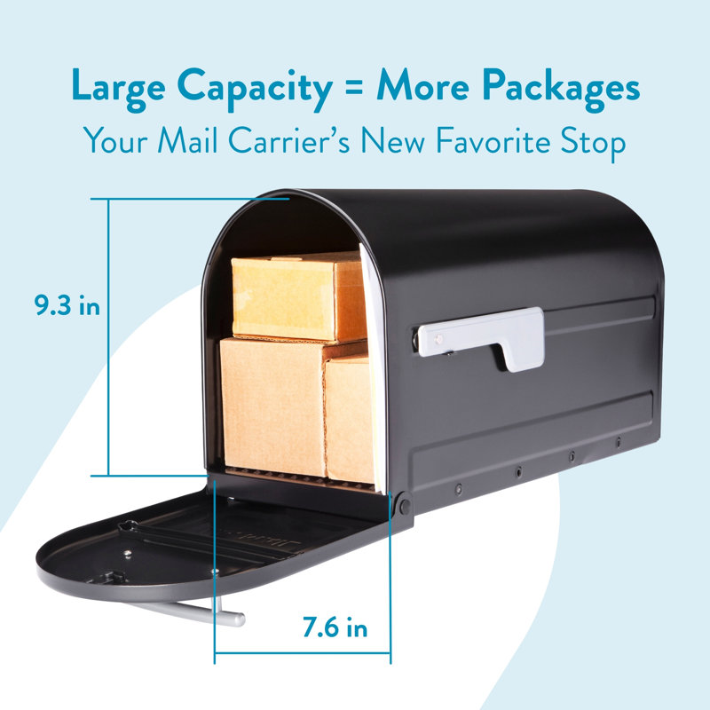 Boulder Post Mount Mailbox Black, Black