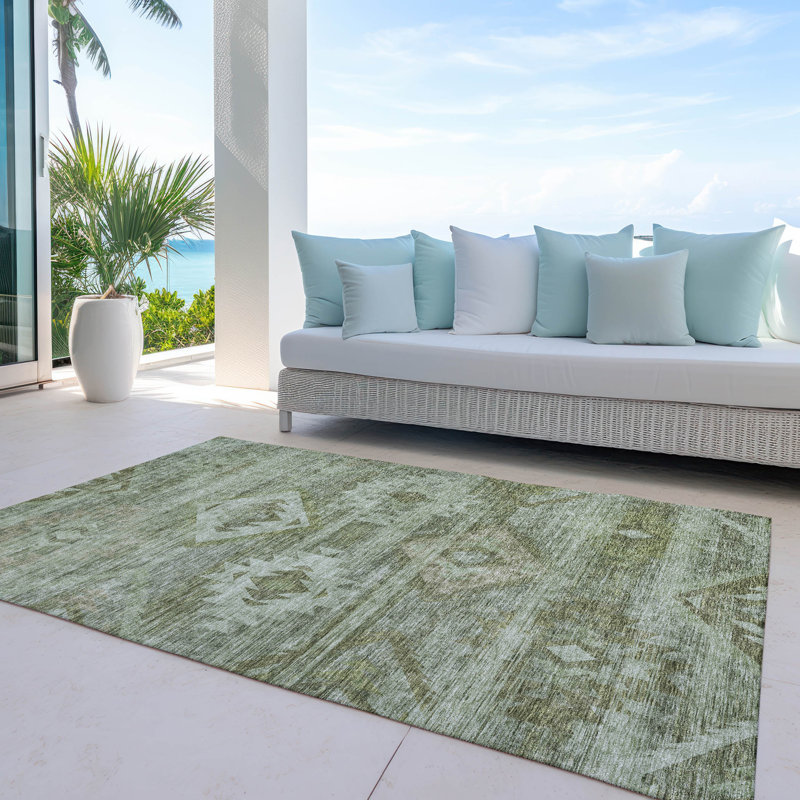 Tapis intérieur / extérieur en polyester tissé à la machine Thelisa, Rectangle de 10 pi x 14 pi