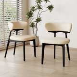Two sets of solid wood dining chairs with backrest