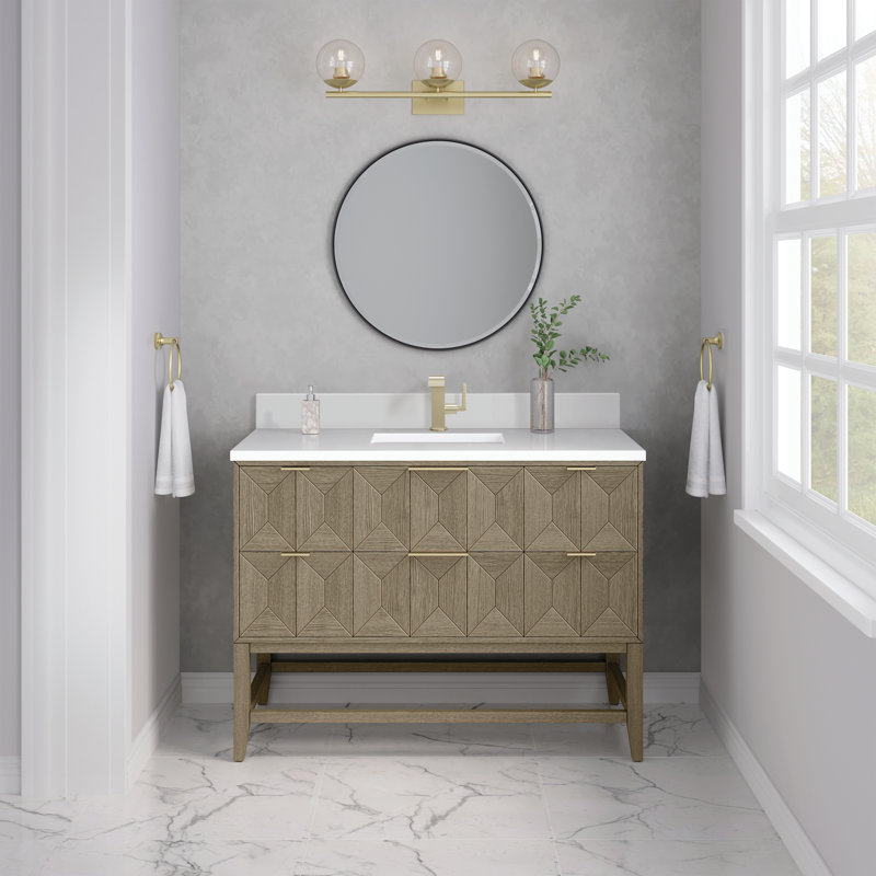 Ensemble de meuble-lavabo simple 48 po Emmeline, Blanc Zeus, Trou unique