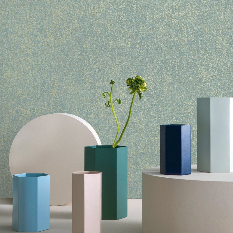 New Touch Collection Shimmery Crackle Wallpaper Roll, Blue-Green
