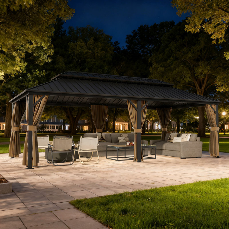 12 Ft. X 24 Ft. Heavy Duty Hardtop Aluminum Gazebo, Extra Large Outdoor Patio Gazebo, Weatherproof Backyard Shade Structure