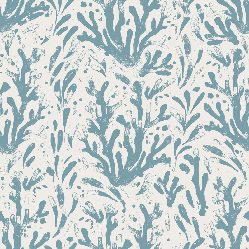 Papier peint corail bleu Sea Life, L 114 po x L 6,33 po