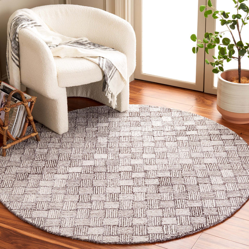 Tapis en coton touffeté à la main Trashonda, Rond 5 pi