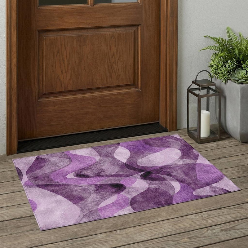 Tapis extérieur lavable antidérapant 3 pi x 5 pi mauve