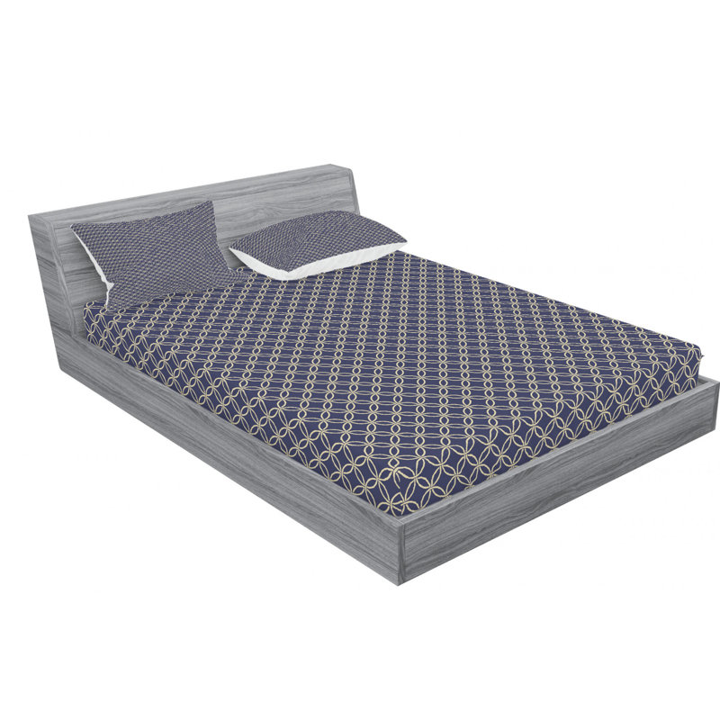 Microfiber Geometric Sheet Set, Full/Double Sheet Set+Fitted Sheet+2 Pillowcases