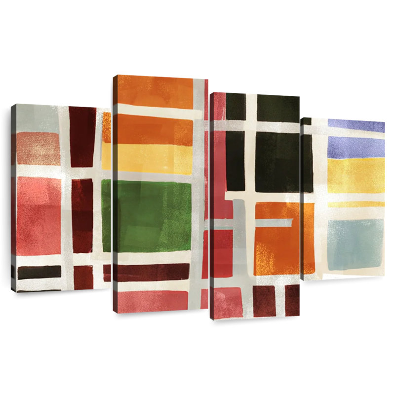 Fenêtre colorée abstraite Avery, H 54 po x l 84 po