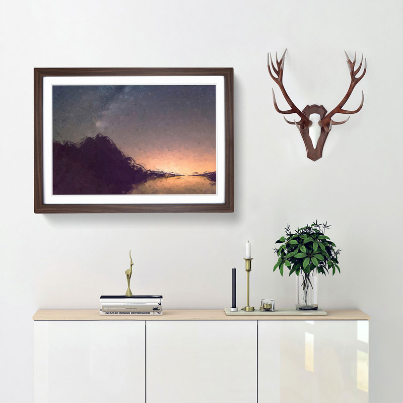 Stars over the Lake in Slovakia - Picture Frame Graphic Art Print, 27cm H x 36cm W x 2cm D, Walnut Framed