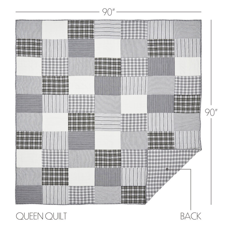 Sawyer Mill Black and White Cotton Patchwork Queen Quilt