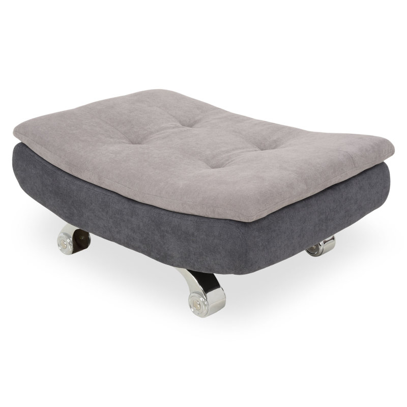 Nergizli 101cm Wide Tufted Rectangle Solid Colour Footstool Ottoman, Beige/Grey