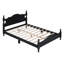 Structure de lit double en bois pleine grandeur, lit plateforme de style rétro avec support en lattes de bois, noir-329278147-329278146