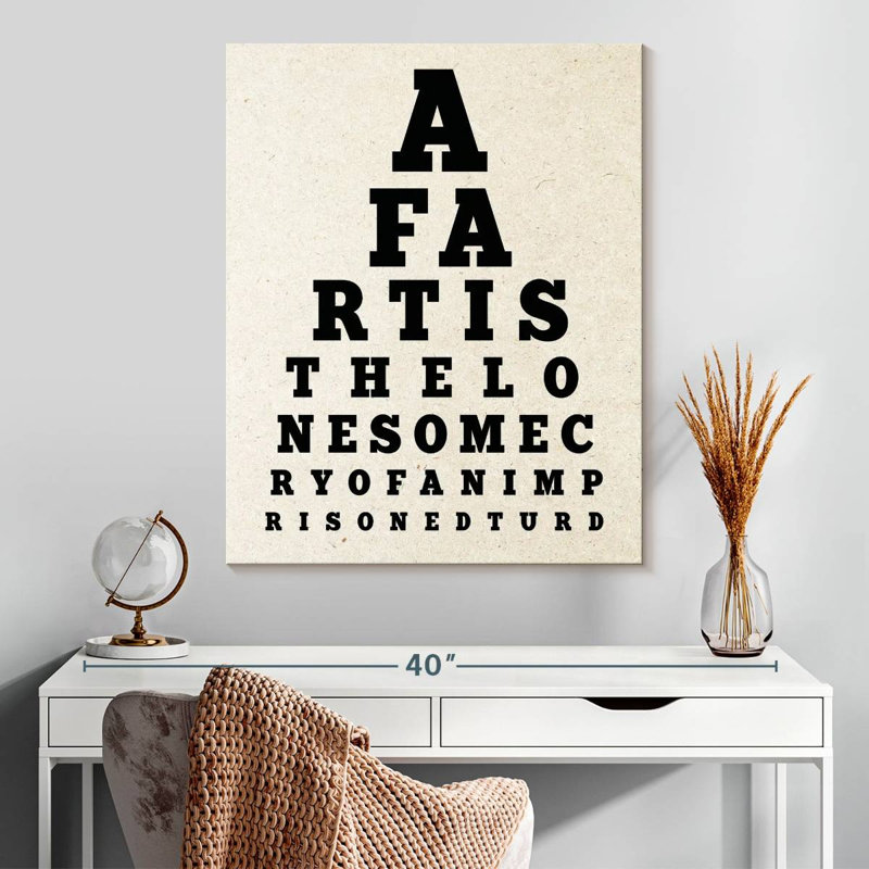 " Eye Chart Bathroom Humor Quotes " by Eleanor L., 30" H x 24" W x 1.25" D